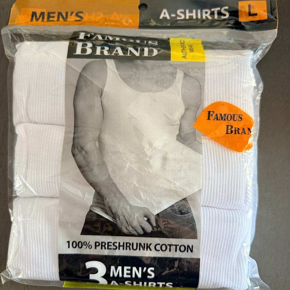 #38 Men's A-Shirts in size Large -FOTL 3 pk